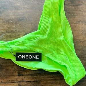 ONEONE SWIMWEAR Neon Green Bikini Bottoms Size Large